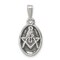Sterling Silver Antiqued Masonic Charm Freemason Jewerly 20mm x 12mm